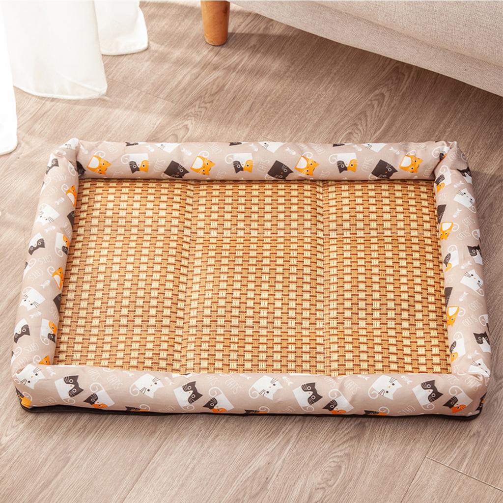 Square Summer Cooling Sleeping Dog Bed for Large Dog Cushion Spring Breathable Antislip Cat Bed Bamboo Cat Mat Pet Bed for Dog