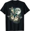 Funny Cat Shirt | Three Cat Moon 3 Wolfs Cute Kitten Graphic T-Shirt Tshirt