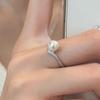 V-Shaped Pearl Diamond Ring - Adjustable Luxury Gift for Women