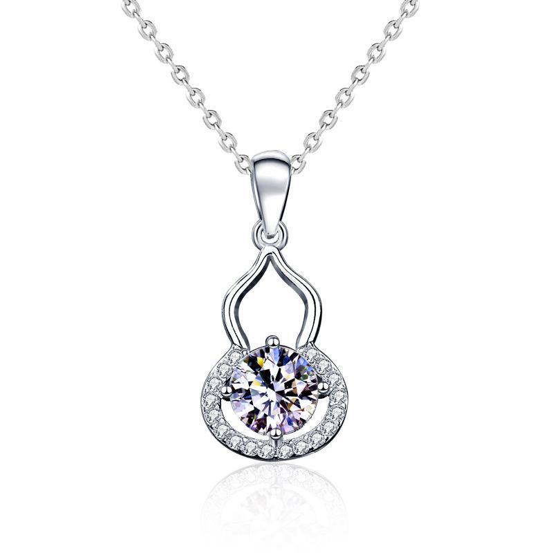 Lindon S925 Sterling Silver Moissanite Luxury Personality Pendant Necklace Women's Classic Tide Sugar Full of Wild Clavicle Chain
