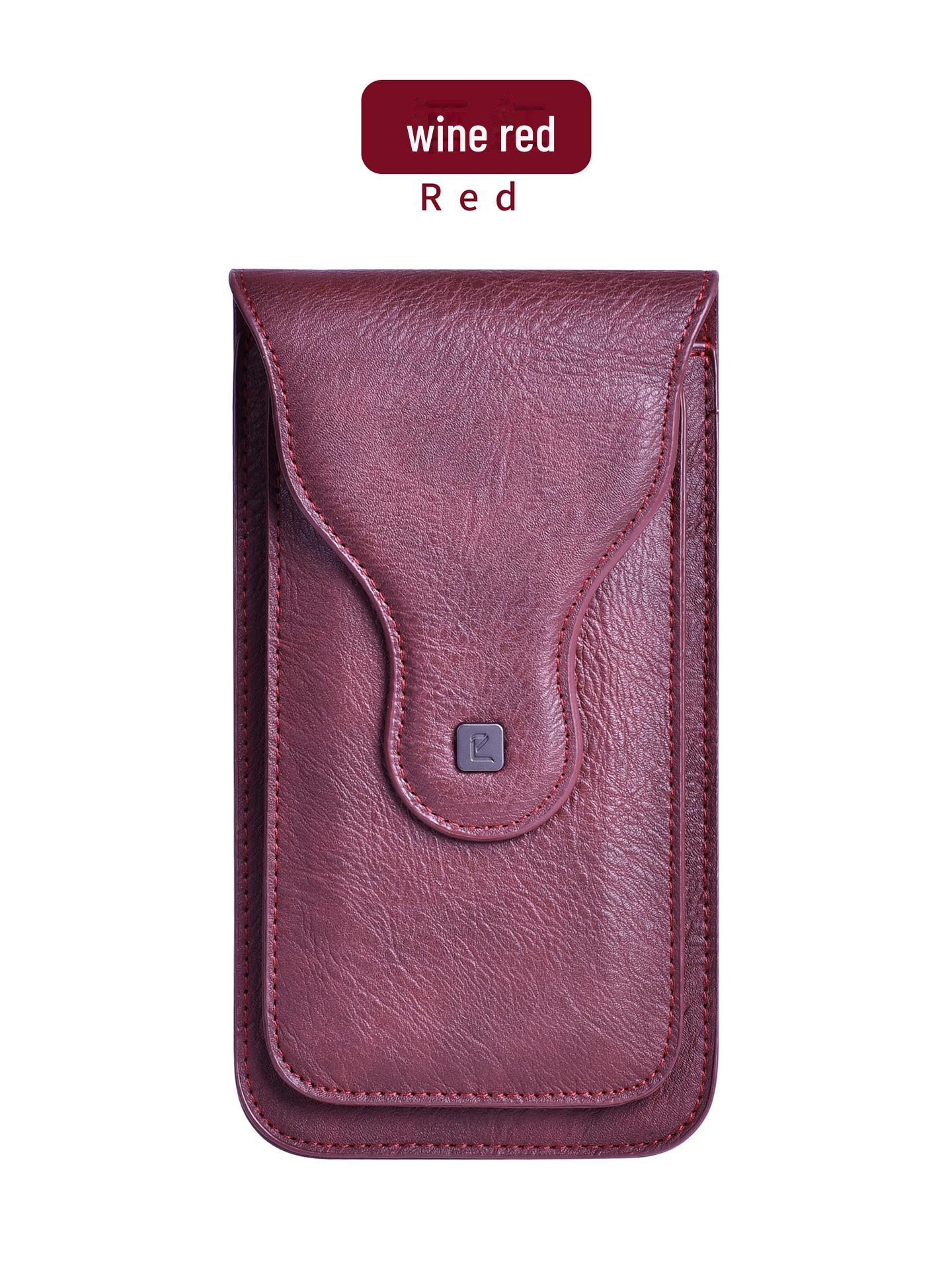 

Мужская двухслойная наружная сумка на пояс для мобильного телефона из искусственной кожи Below 6.5 inches бордовый