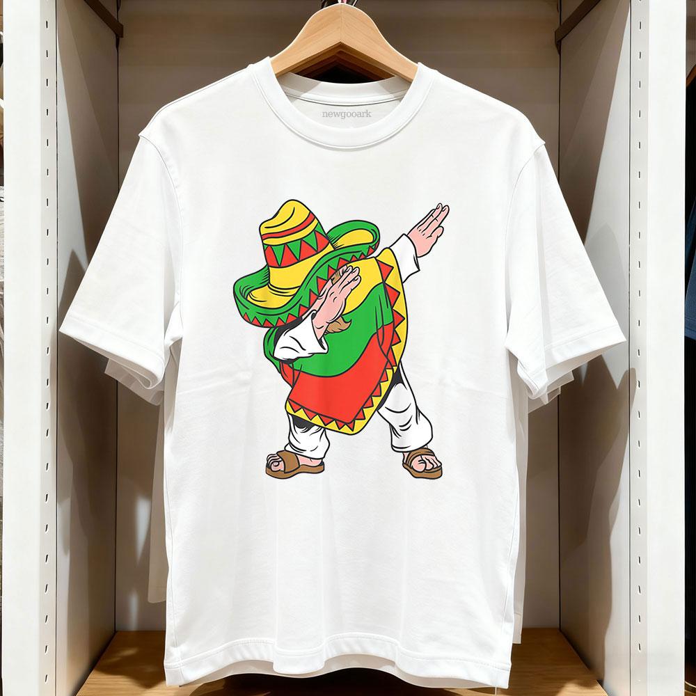 Dabbing Mexican Poncho Cinco de Mayo Boys Unisex Sombrero Dab TShirt Women Unisex Casual cotton printed t shirts Adult tops tee S