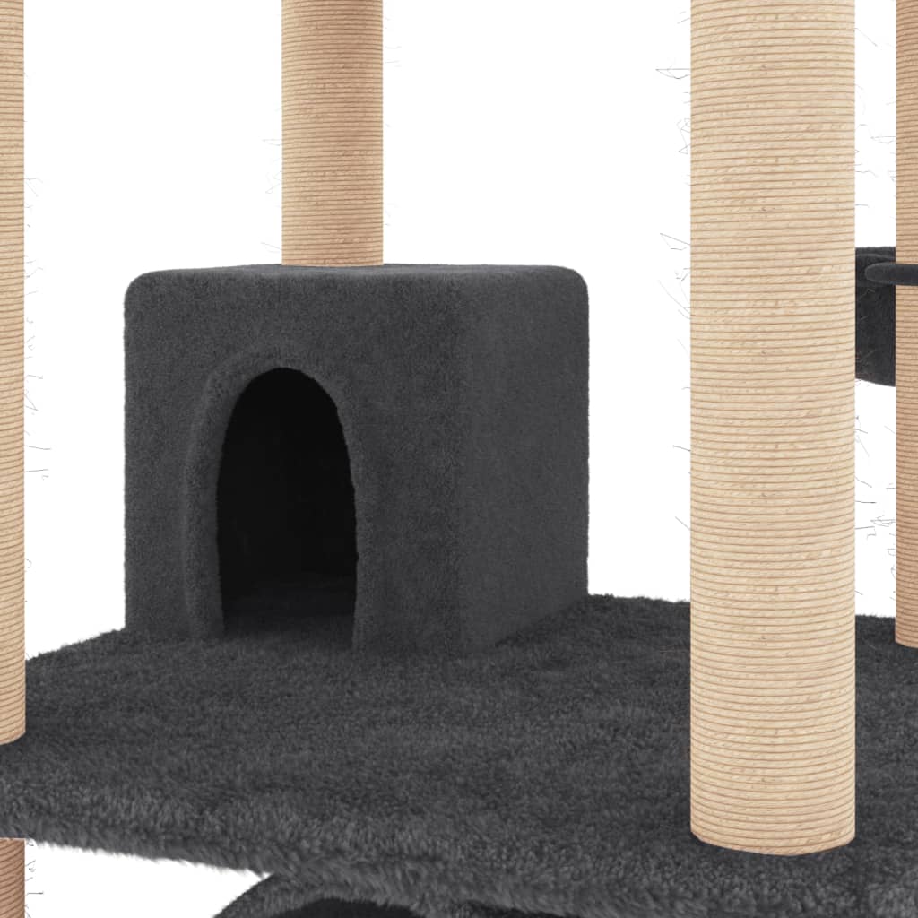 Cat Tree with Sisal Scratching Posts Dark Grey 141 Cm