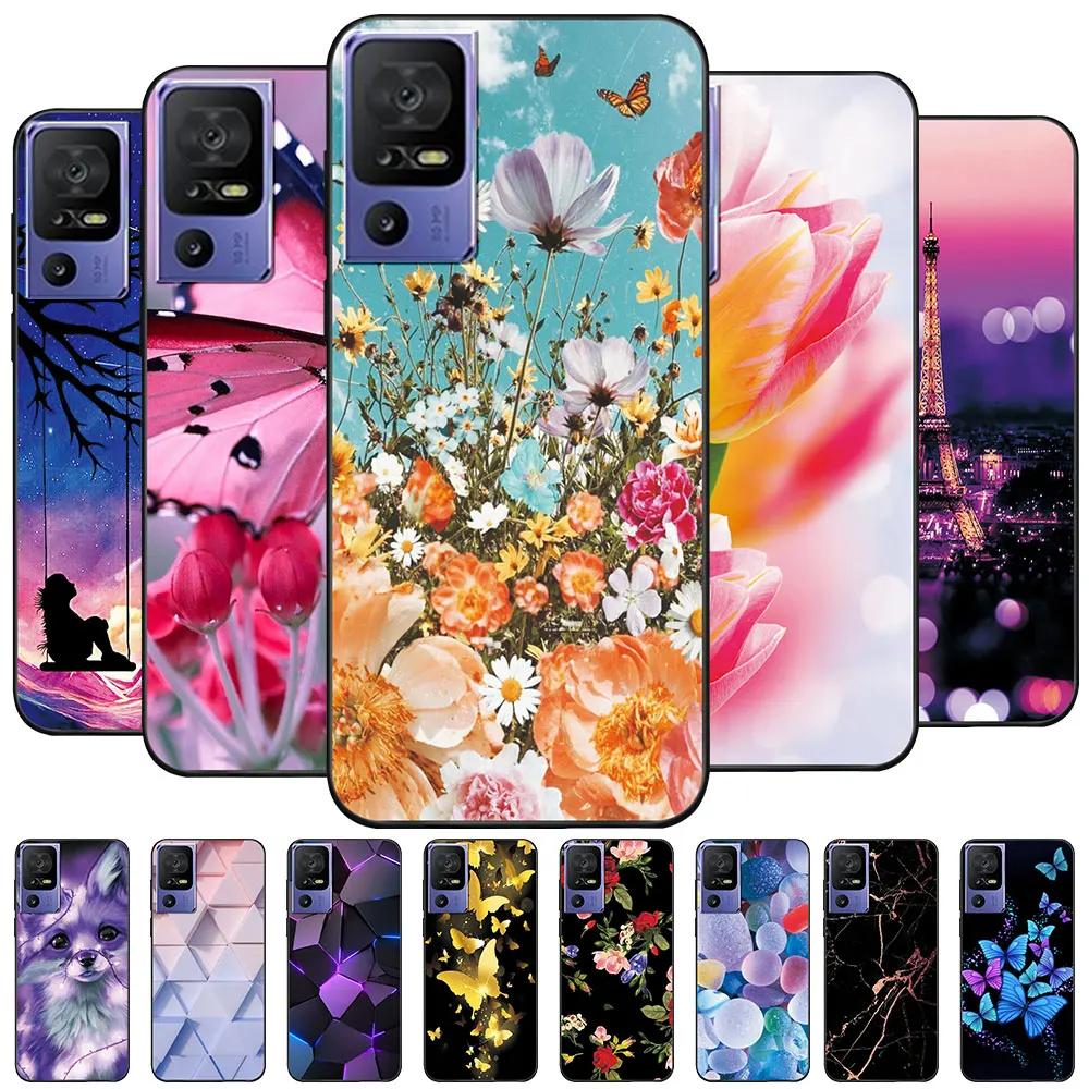 Case For TCL 40 SE Coque TPU Soft Silicone Fashion Phone Funda For TCL 40 SE Back Cover Floral Case Luxury Capa Marble Bumper