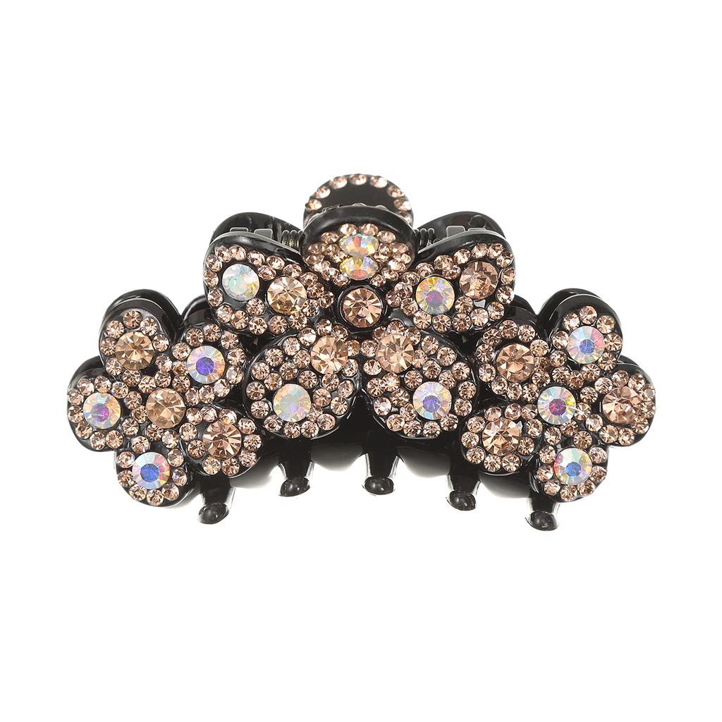 AWAYTR Glitzernde Strass-Blume Haarklammer Haarspange Mädchen Koreanische Pferdeschwanz-Haarnadel Frauen Hai-Klammer Temperament Haarklammer