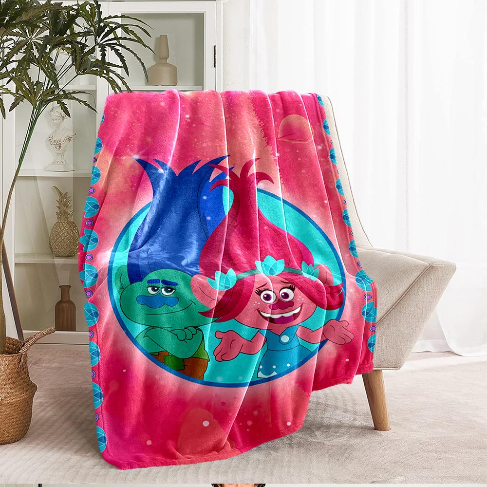 Trolls Theme Printed Blanket - Perfect for Couch, Bed, Travel & Outdoor Use | Machine Washable, Cozy & Durable.