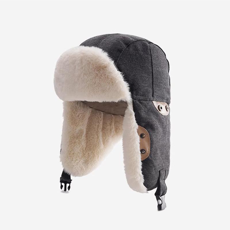 Korean Version of Lei Feng Hat Men and Women Winter Thickened Warm Couple Ear Protection Locomotive Hat Bike Flying Hat