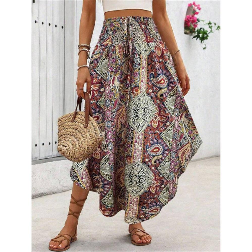 Fashionable Bohemian Style Personalized Printed Casual A-line Skirt For Women L