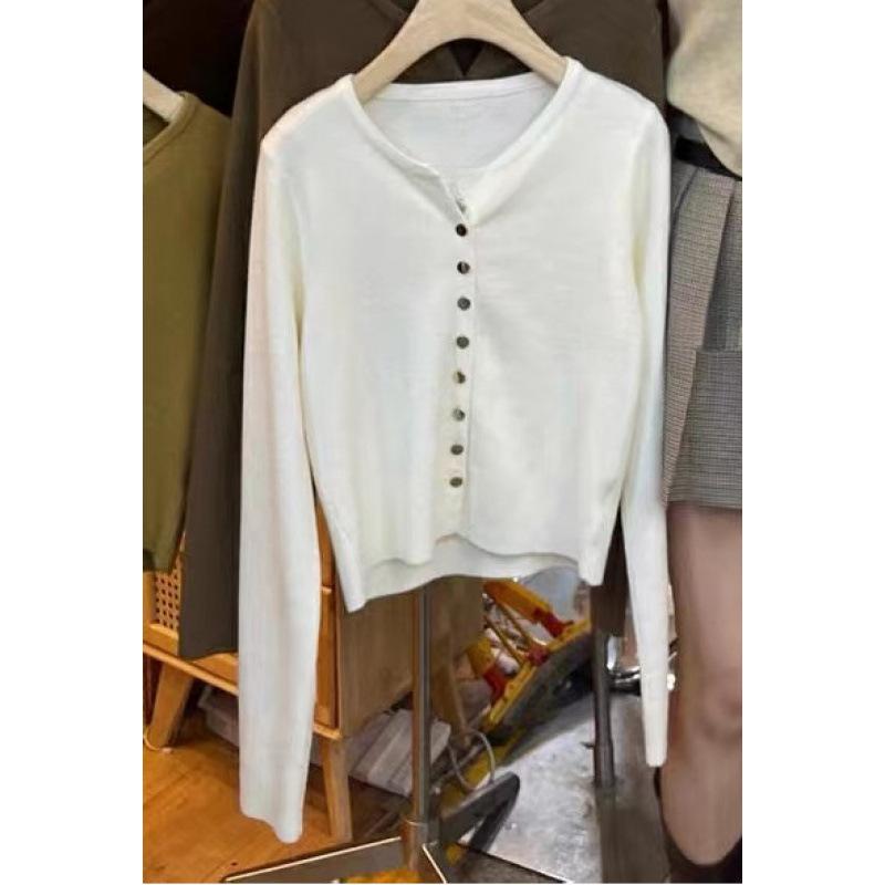 Milk wear early autumn knitted cardigan women's long-sleeved top autumn and winter wear new gentle style thin sweater