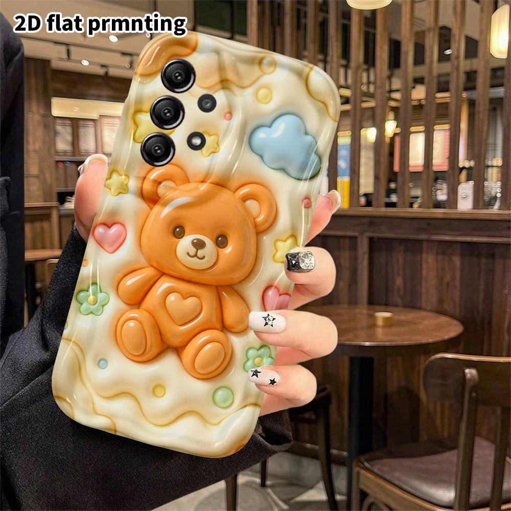 Phone Case: 2D flat, suitable for Samsung Galaxy A34 A35 M05 M06 S20 S22 S21 FE Plus 5G protective case, caramel brown little bear, perfect Christmas