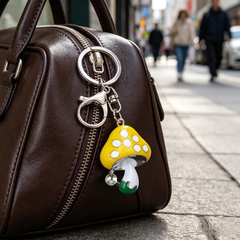 Colorful Enamel Mushroom Keychain Cute Cartoon Charm Key Ring For Bag Decoration Gift