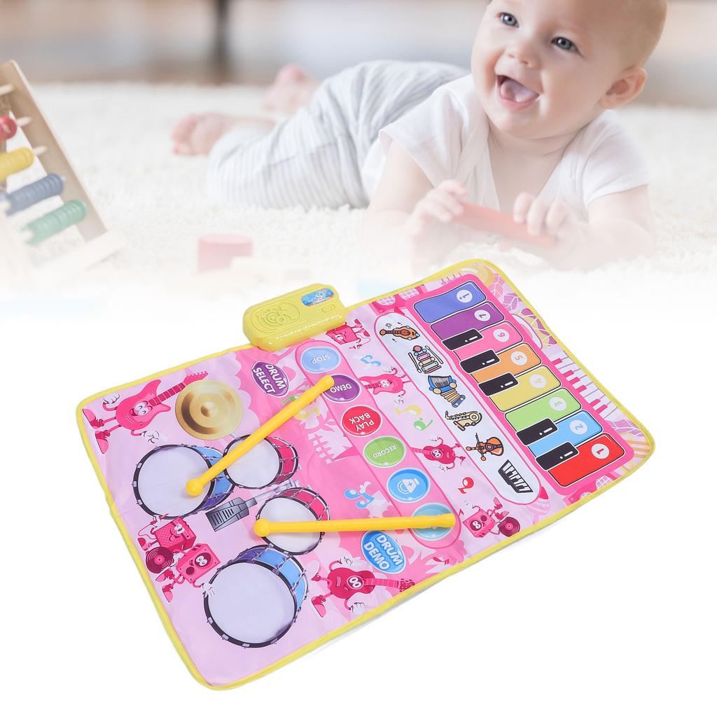 2 in 1 Baby Piano and   Mat 13 Keys 5 Music Instruments Sounds Interactive Game Baby Musical Mat for Toddler