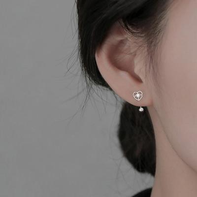 S925 überzogene Silberohrringe acht Sternschraube Ohrnägel exquisite herzförmige Ohrhaken aushöhlen Reis Wort Liebe Zirkon Ohrringe weiblich