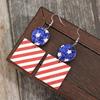 Retro Inspire Portable Earrings with Unique Multiple Layer Print and Flag Sequins Decoratiion for Festive Occasions