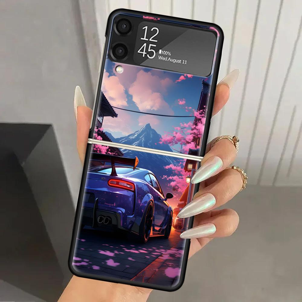 

Classic Vintage Old Retro Car Hard PC Phone Case For Samsung Galaxy Z Flip 7 6 5 4 3 Black ZFlip7 ZFlip6 Flip5 Flip4 Flip3 5G Pr Samsung Z Flip 4