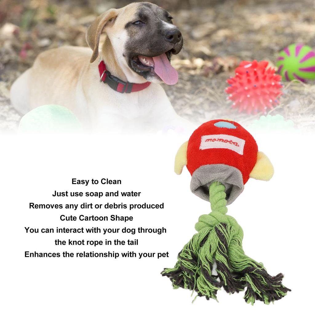 Plush Dog Toy Teeth Cleaning Interactive Stuffed Dog Chewing Toy with Knot Rope for Puppy