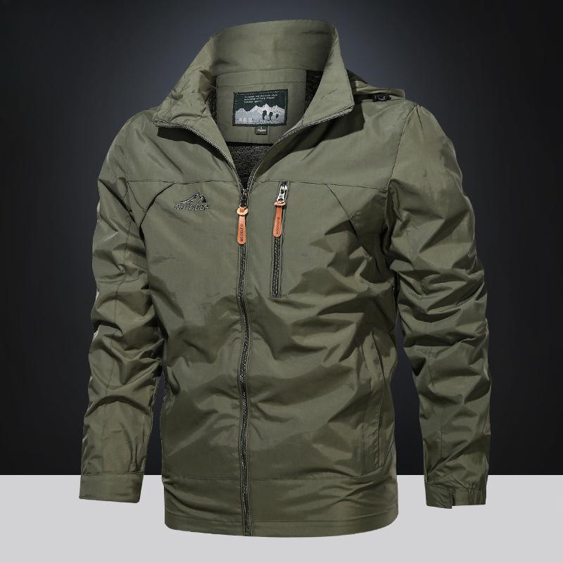 Spring and Autumn Large Size Jacket Men's Windproof and Waterproof Outdoor Hooded Jacket Men's Jacket