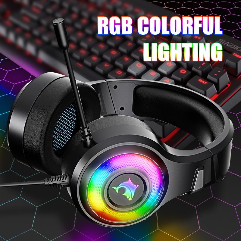 Colorful RGB Noise Cancelling Gaming Headphones For PC PS4 XBOX  7.1 Surround Sound Headset Gamer Helmet with Microphone