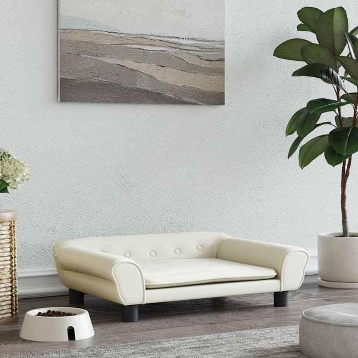 VidaXL Dog Bed, Pet Sofa with Wooden Frame, Basket for Puppies Indoor House, Cream 172018