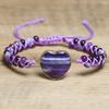 Purple Stripe Agate Heart & Amethyst Beaded Bracelet – Gold Accent Adjustable Boho Jewelry, Love Calm Gift for Women