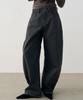 NOIRER FOR WOMAN Cotton Dyed Curved Denim Pants (Gray)