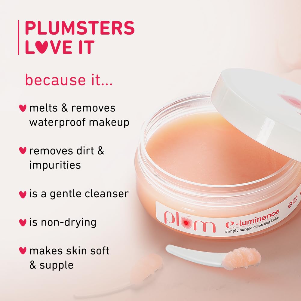 Plum E-Luminence Simply Supple Cleansing Balm | Non-Drying Supple Cleansing Balm with Vitamin E | Makeup Remover | Suitable for Normal, Dry & Combin