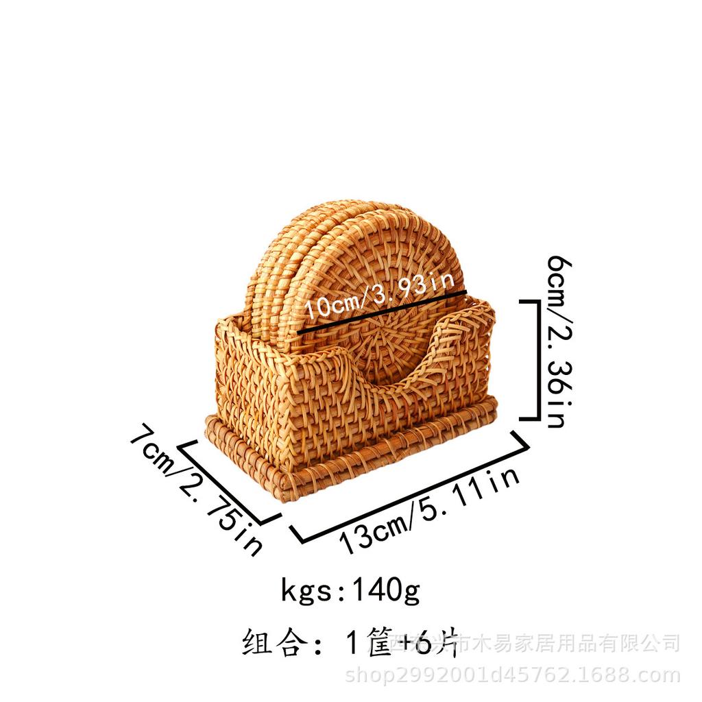 Autumn Rattan Woven Coaster Tea Set Accessories Thermal Insulation Mat Bowl Mat Dining Table Mat