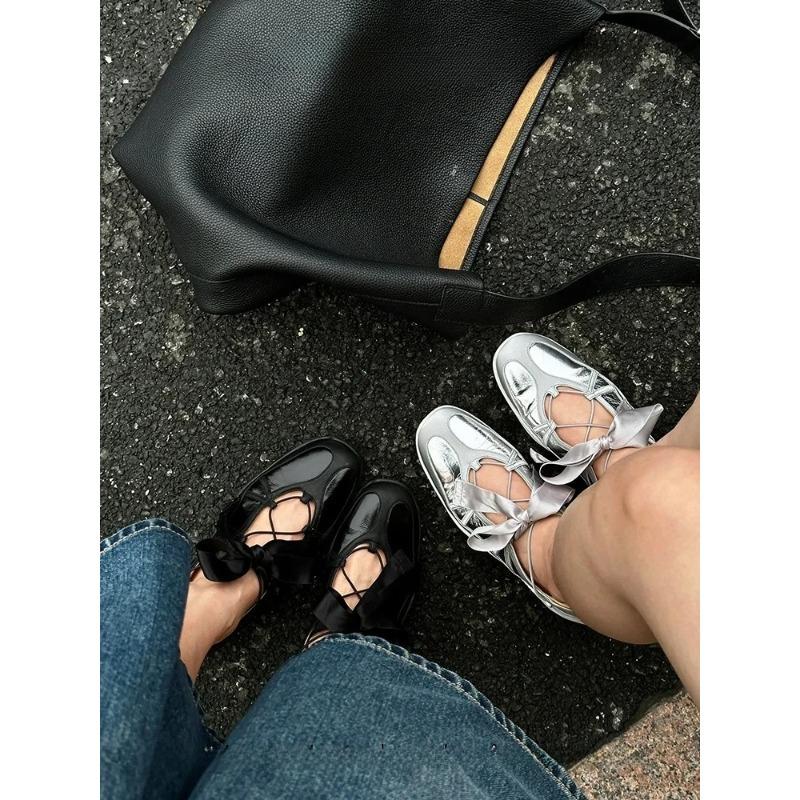 Ballet Sle Square Head Mary Jane Oes Women's Increased Height Sweet Sister Ribbon Knot Casual