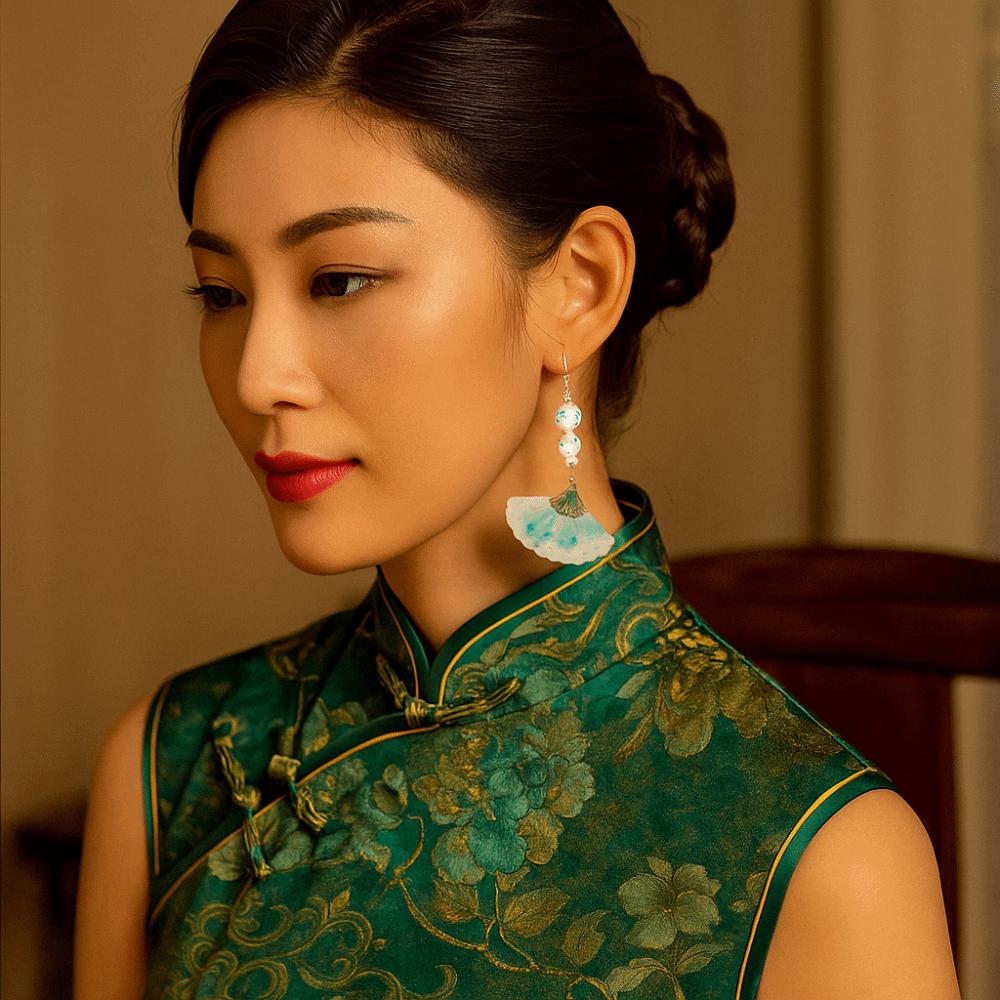 New Chinese Style Blue and White Porcelain Earrings Zinc Zinc Alloy Drop Earrings  Women