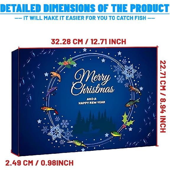 Christmas Fishing Advent Calendar 2024, 24 Days of Surprise Lures Countdown Fish Tackle Set, Surprise Xmas Blind Box Countdown Gift for Father