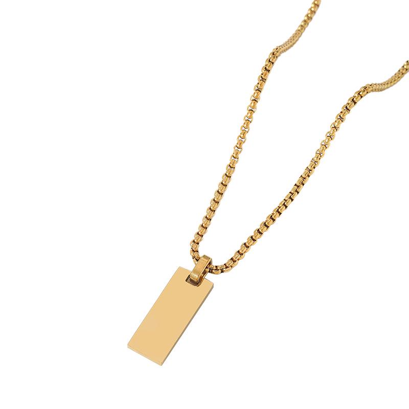 Cross-border Stainless Steel Engraved Pearl Necklace with Square Hole for Festivals