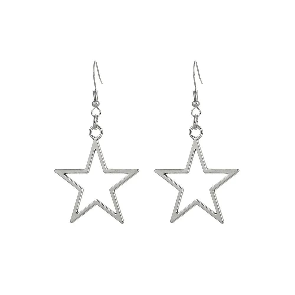 

Y2K Silver Star Earrings Fashion Tremella Earrings Gifts for Women Gifts Holiday Jewelry Cute Large Star Pendant Earring Jewelry серебряный