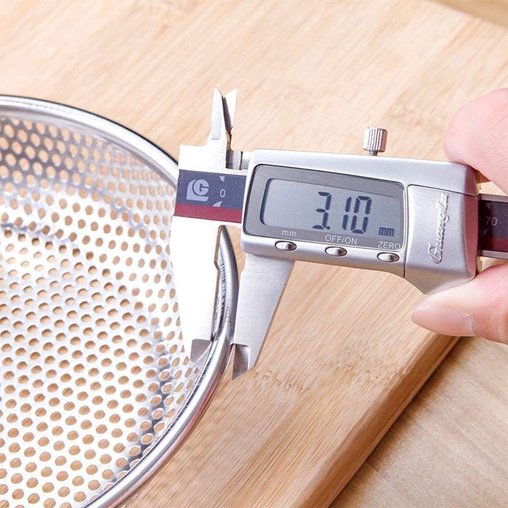 Long Handle Stainless Steel Strainer Wooden Handle Skimmer Spoon Fine Mesh Strainer  Food Strainer