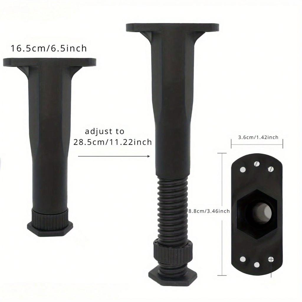 4pcs Adjustable Height Center Bed Support Legs Furniture Legs for Drop Shelves, Frames, Slats and Risers