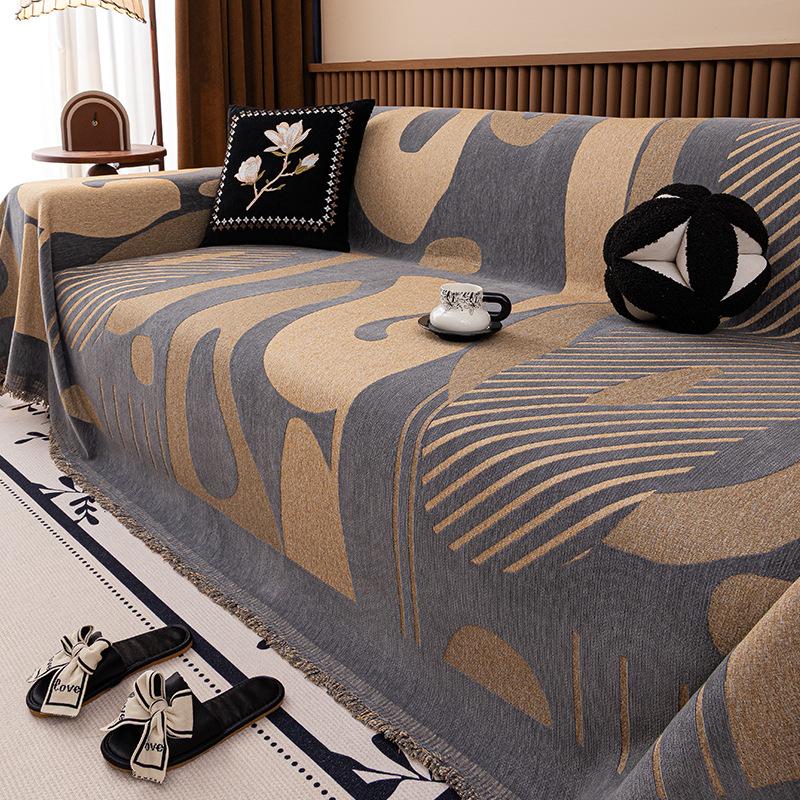 

1 шт. Роскошный высококачественный чехол для дивана, ткань, универсальный для четырех сезонов, толстый, противоскользящий, подушка для дивана, шенилл, многофункциональное одеяло 110x110cm серый