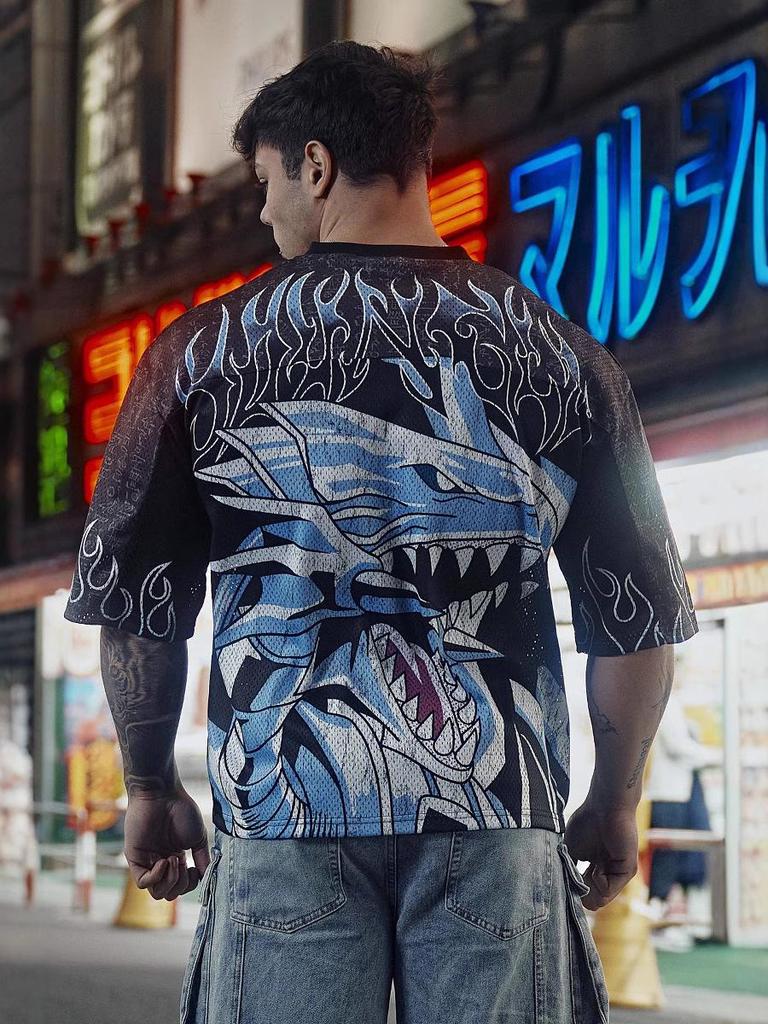 YOUNGLA Pánské nadměrné síťované rychleschnoucí letní sportovní tričko