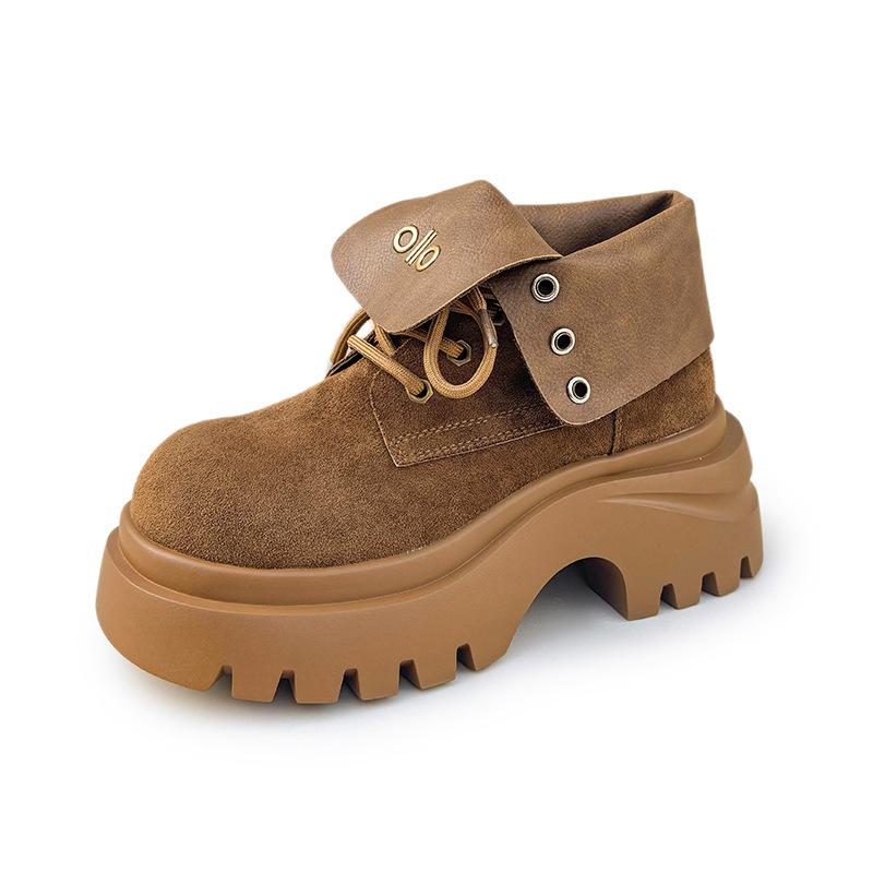 Two British-style Small Thick-soled Martin Boots for Women's 2025 Autumn New Versatile Thin and Heightened Short Boots