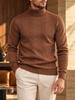 Men Turtleneck Sweater Cable Knit Knitwear Ribbed Cuffs Slim Fit Pullover Smart Casual Business Warm Fall Winter
