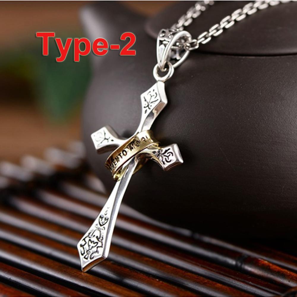 Stainless Steel Crown Cross Necklace Personalized Hiphop Necklace with Gold Crown Stylish Design Pendant Necklace for Men
