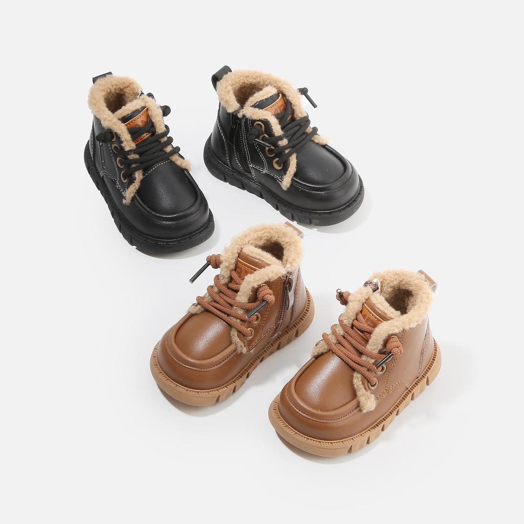 Baby Boys Velvet Martin Boots: Winter Short Boots for Kids, Versatile Baby Walker Shoes Suitable for Boys and Girls.