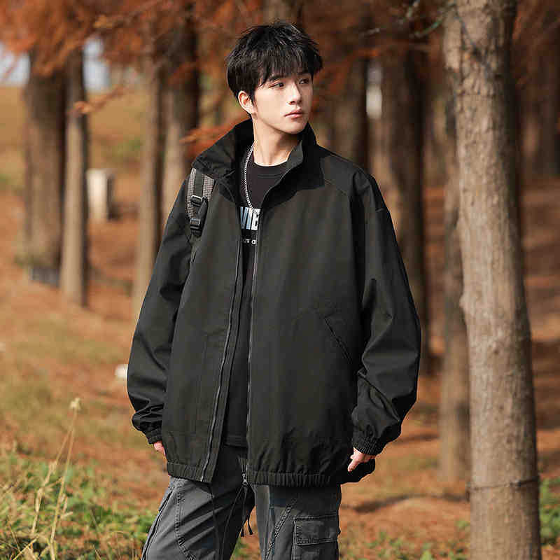 American Jacket Jacket for Men's Spring and Autumn New Loose Stand Collar Workwear Casual Jacket Jacket