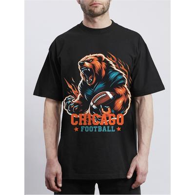 Europäische Größen Herren Chicago Football Bears Grafik-T-Shirt, Lässig & Bequem, Kurzarm, Ganzjahreskleidung