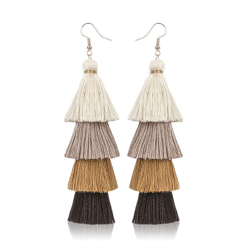 Boho Ethnic 4 Layered Tassel Drop Earrings For Women Long Fringe  Statement Dangle Earring Female Bohemian Jewelry Gift