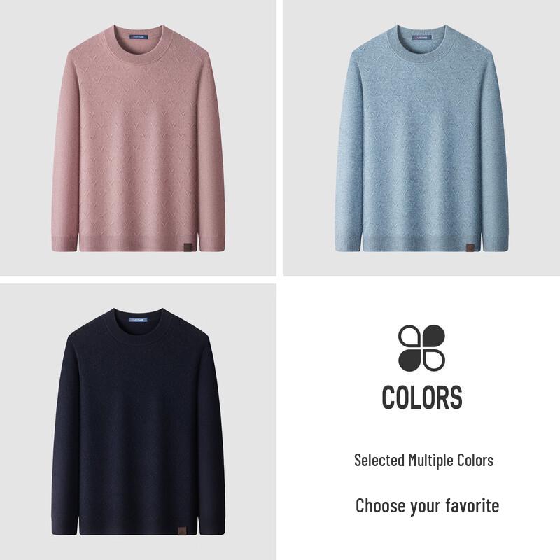 MONTAGUT Men's Business Casual Wool-Cashmere Blend Crew Neck Sweater