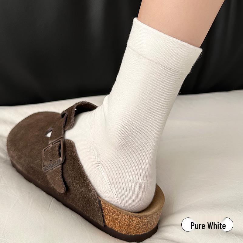 Women's 10A Antibacterial No-seam Mid-Calf Socks - Pure Cotton Lycra, Sweat-Wicking, Breathable, Anti-Pilling, Elastic Sports Socks