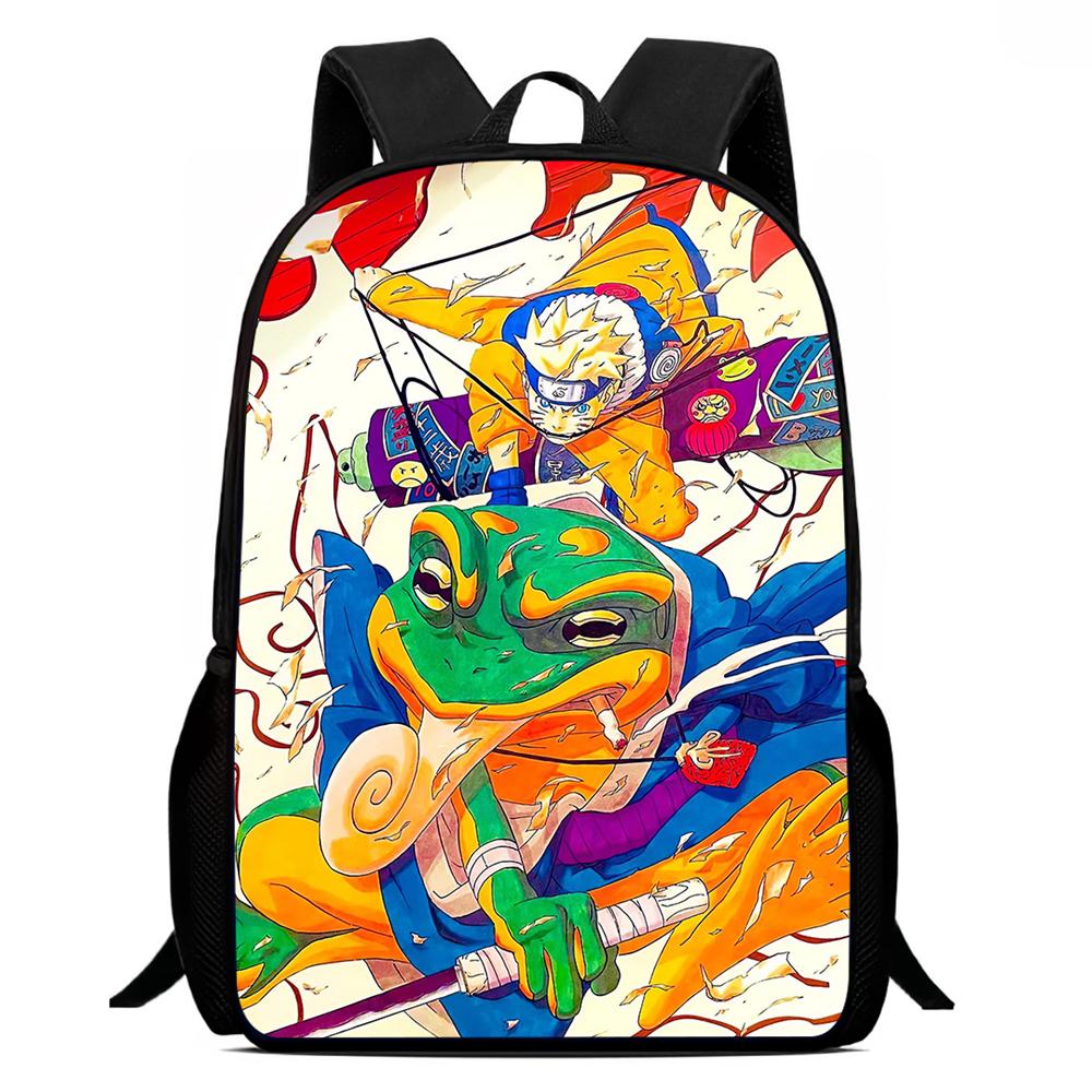 NARUTO Anime 15in Mochila Backpack with Adjustable Shoulder Straps, Kids Daily Lightweight School Bag for Boys & Girls Age 6-10
