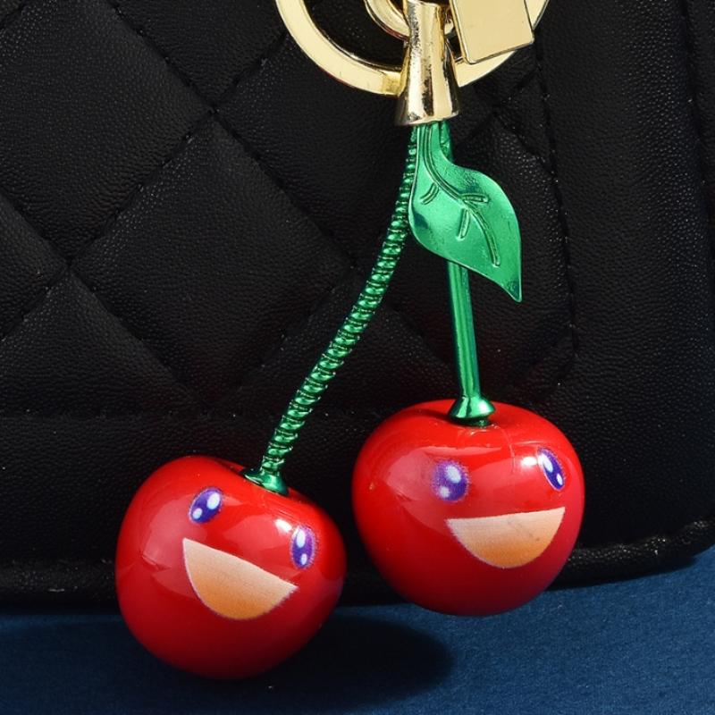 Smiling Cherry Keychain Cherries Bag Pendant Keyring Backpack Decoration Accessories Gifts Women Men Car Key Chains