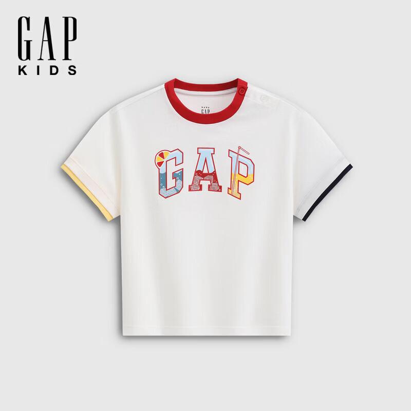 GAP Kids' Fun Logo Print Faux Two-Piece Short Sleeve T-Shirt