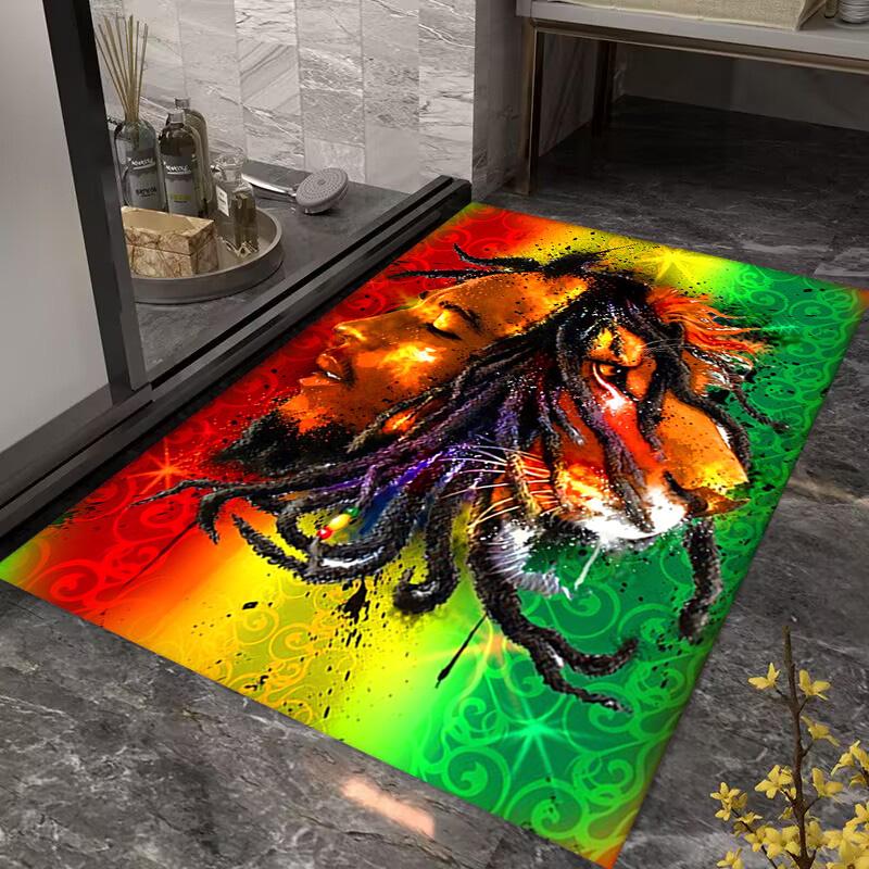 Vibrant Bob Marley Art Print carpet Suitable for all seasons Living room and bedroom mats Room Dormitory decoration Bathroom mat