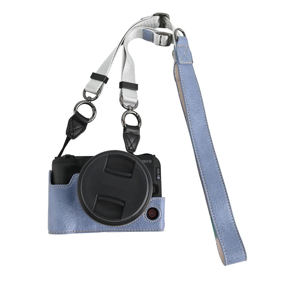 

R50V PU Leather Camera Half Case for Canon EOS R50V Battery Opening Bottom Cover With Strap